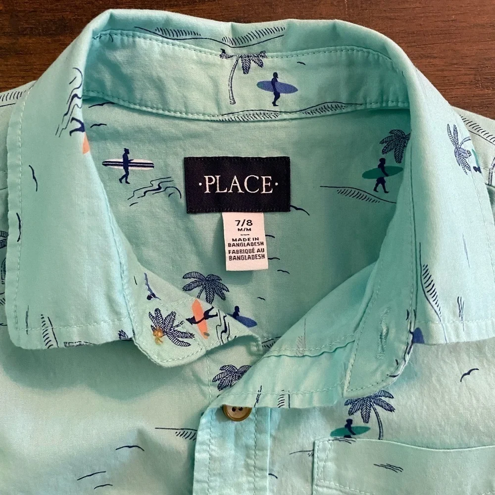 The Children’s Place, Tropical Button Down Shirt, Size 8/10, M
